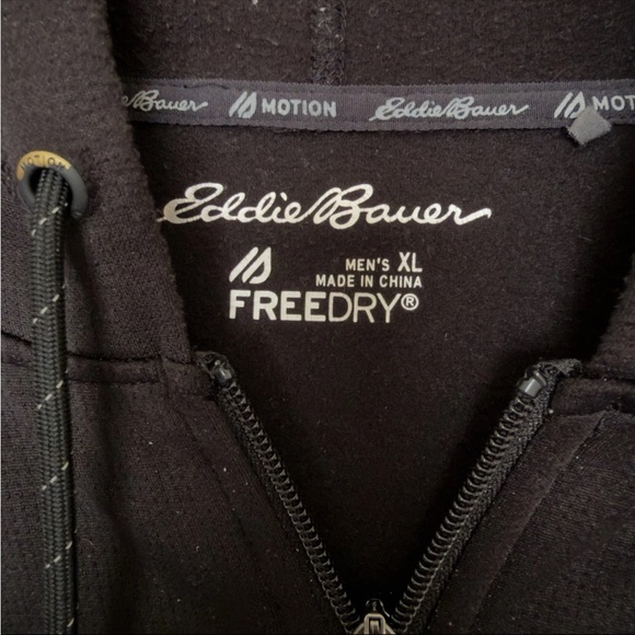 Eddie Bauer Hoodie Mens Large Black Motion FreeDry Full Zip Performance Fleece - Picture 2 of 12